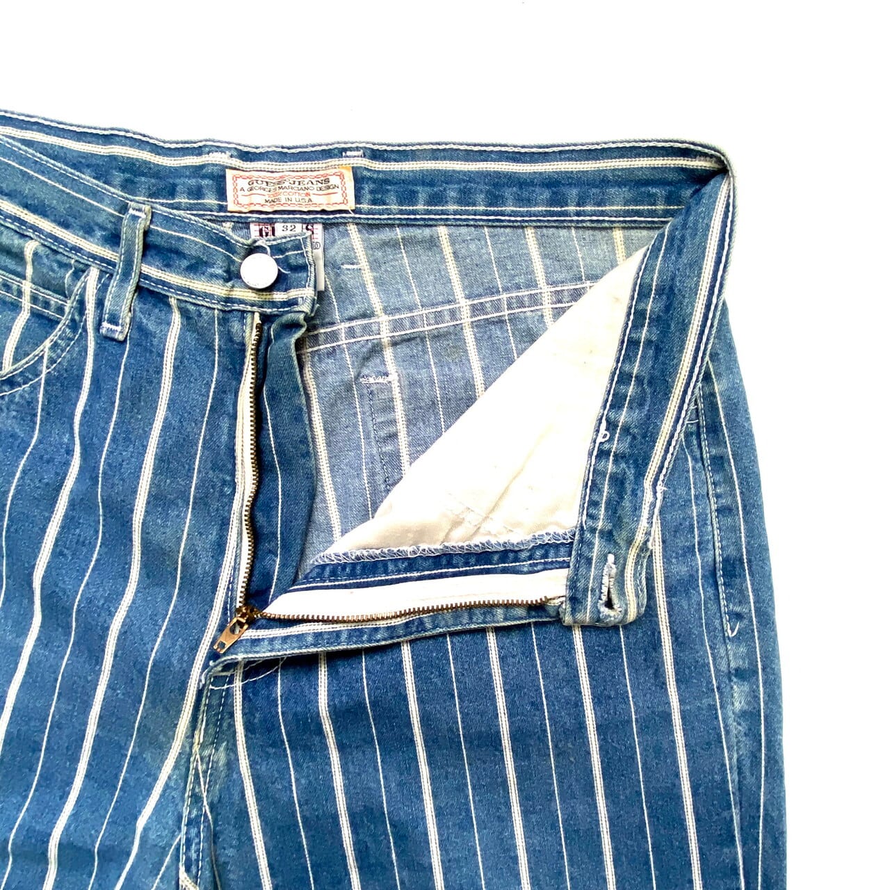 USA製 90年代 GUESS JEANS ゲスジーンズ テーパード ストライプ デニム