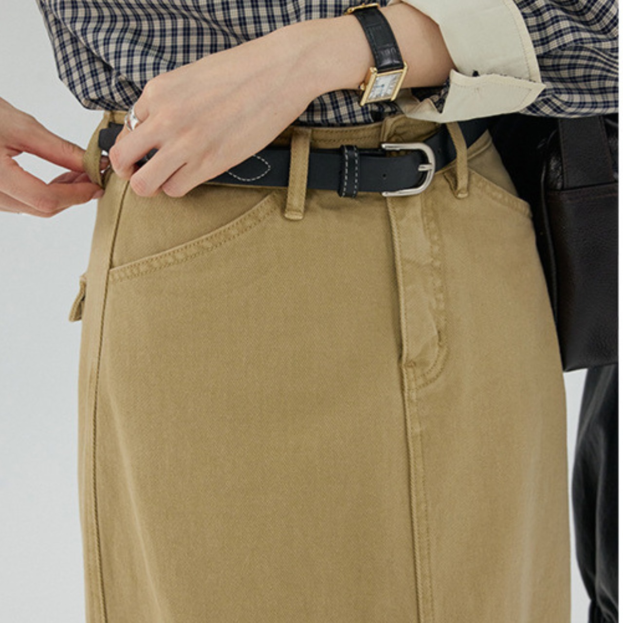 Front Seam Midi Tight Skirt【4color】 T4378