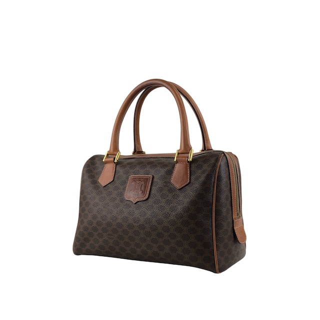 CELINE セリーヌ マカダム ハンドバッグ ブラウン プレートロゴ レザー ミニボストン vintage ヴィンテージ オールド ryhn5t