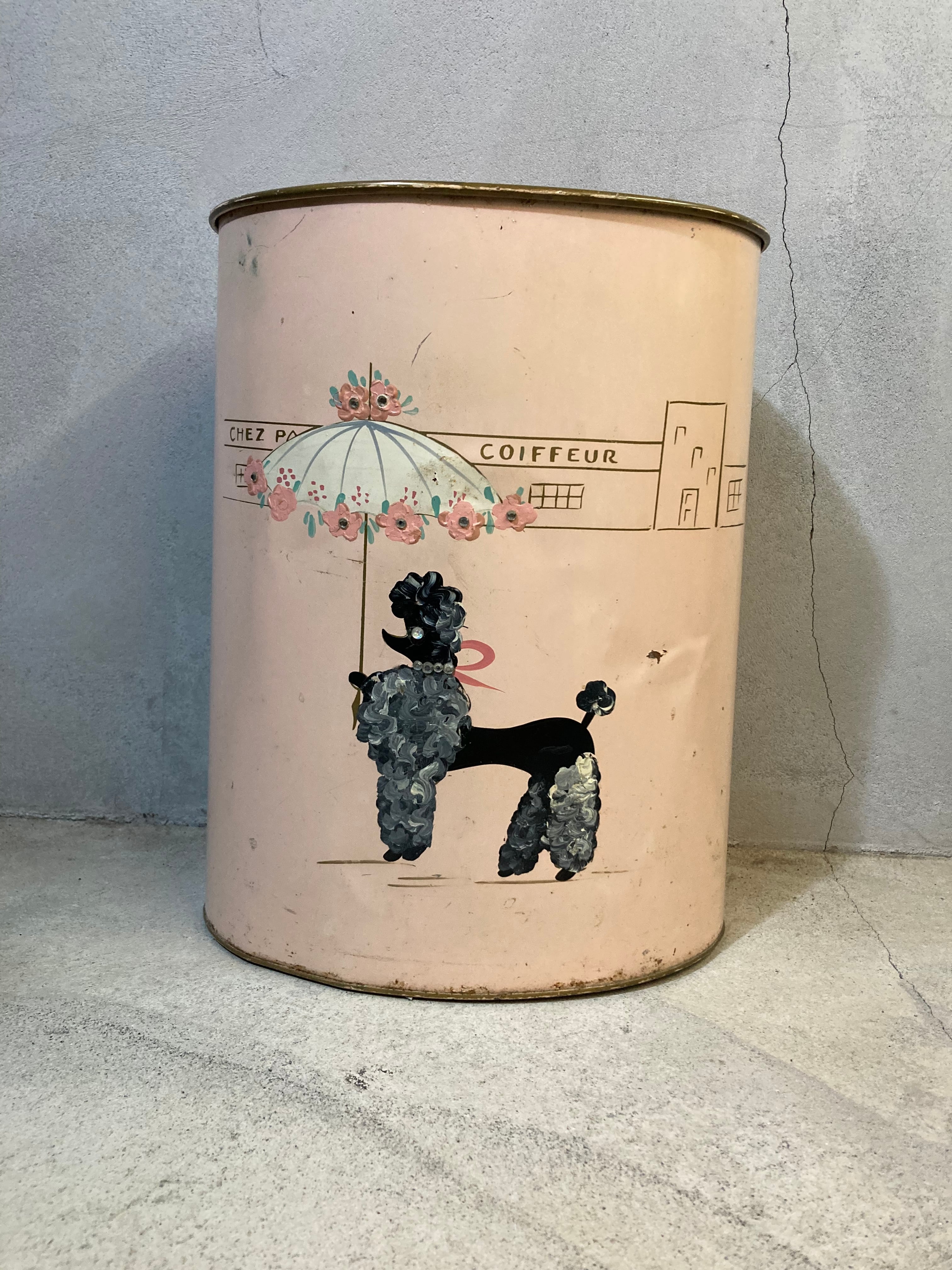 50s VINTAGE POODLE TRASH CAN (beady  antiques)