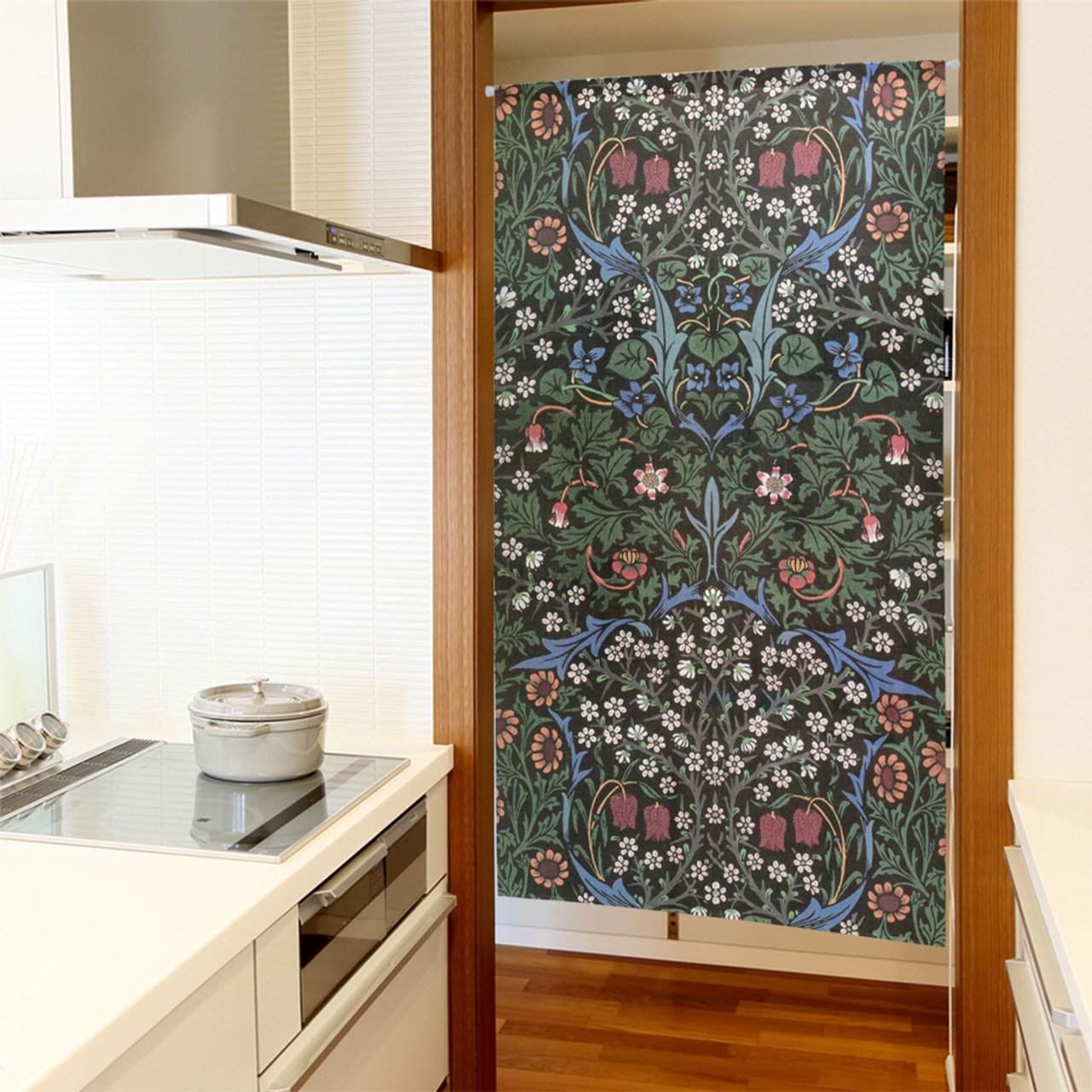 【受注生産】 のれん ウィリアムモリス ブラックトーン