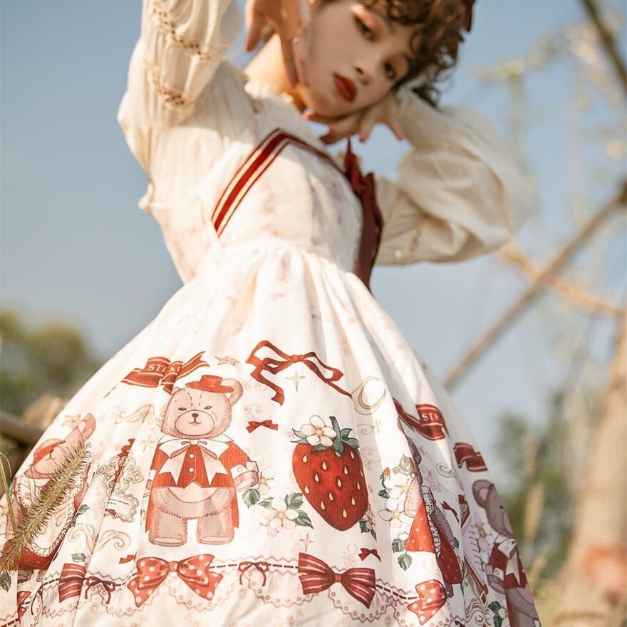 スイートロリィタ セットアップ くまちゃん イチゴ プリント柄