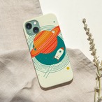 受注生産 iPhoneケース リング惑星とロケットの宇宙柄｜ロケットモチーフ RFSP007C