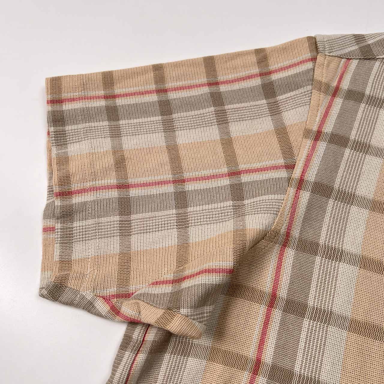 PEARLY GATES パーリーゲイツ チェック柄 半袖 プルオーバー シャツ サイズ 4 /メンズ/ベージュ/ゴルフ/日本製