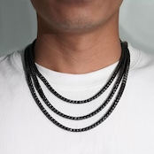 【Ice130】Black Moissanite Tennis Chain Necklace(4mm)