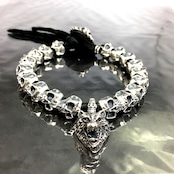 18 SKULL BEADS LEATHER BRACELET with WOLF / 18スカルビーズ レザーブレスレット ウルフ