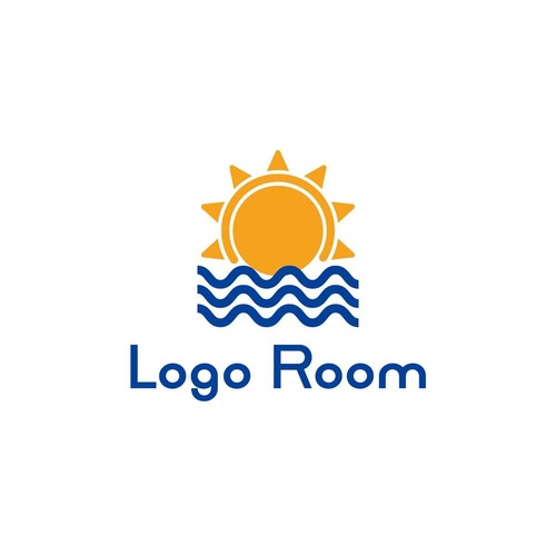 No626 太陽と海のロゴ【太陽、海、明るい、シンプル、親しみ、ポップ、クリニック、不動産、ショップ、環境、貿易、建設、建築、IT系、士業】