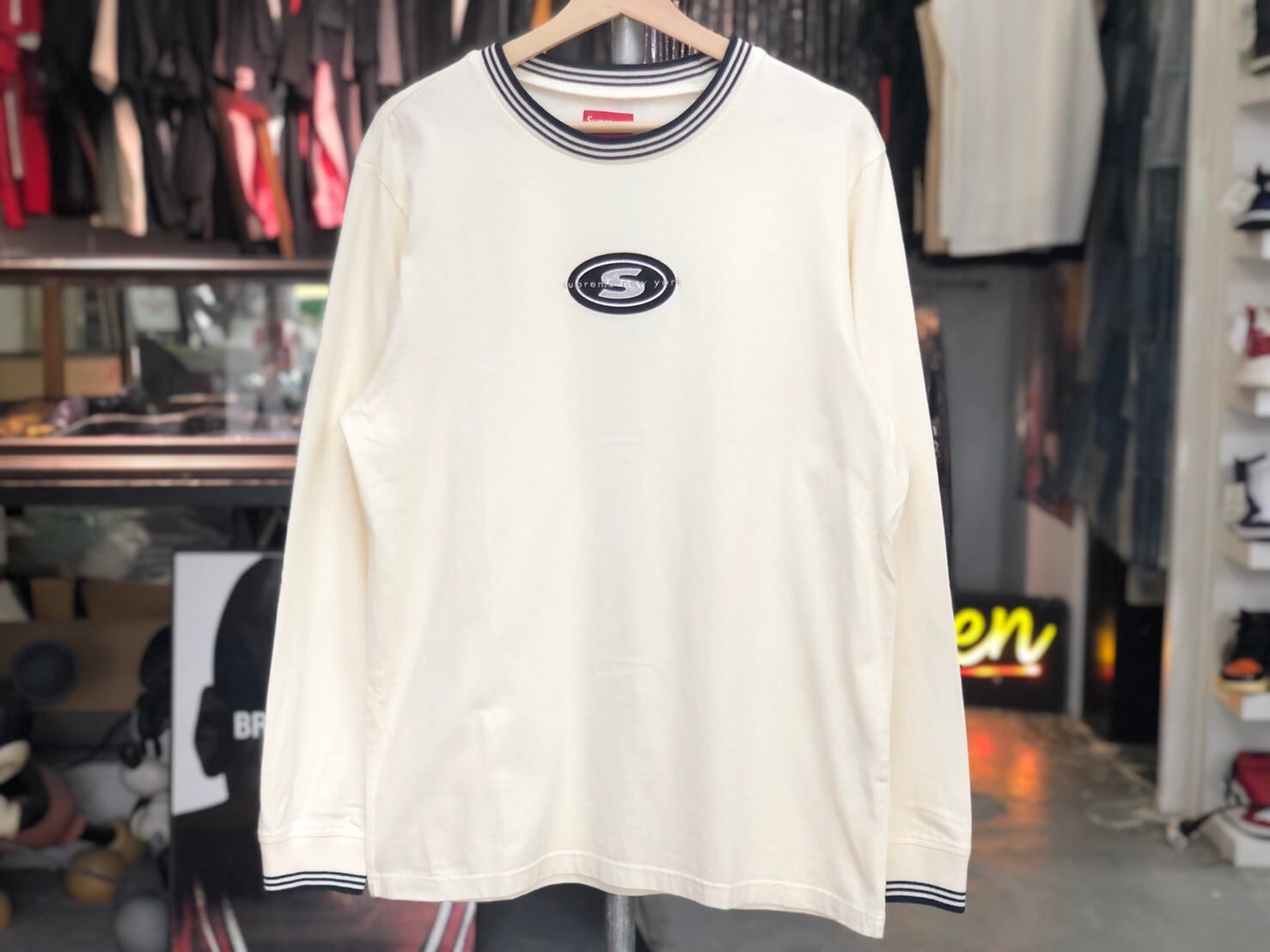 Supreme STRIPED RIB LOGO L/S TOP NATURAL MEDIUM 30JI8906 | BRAND ...