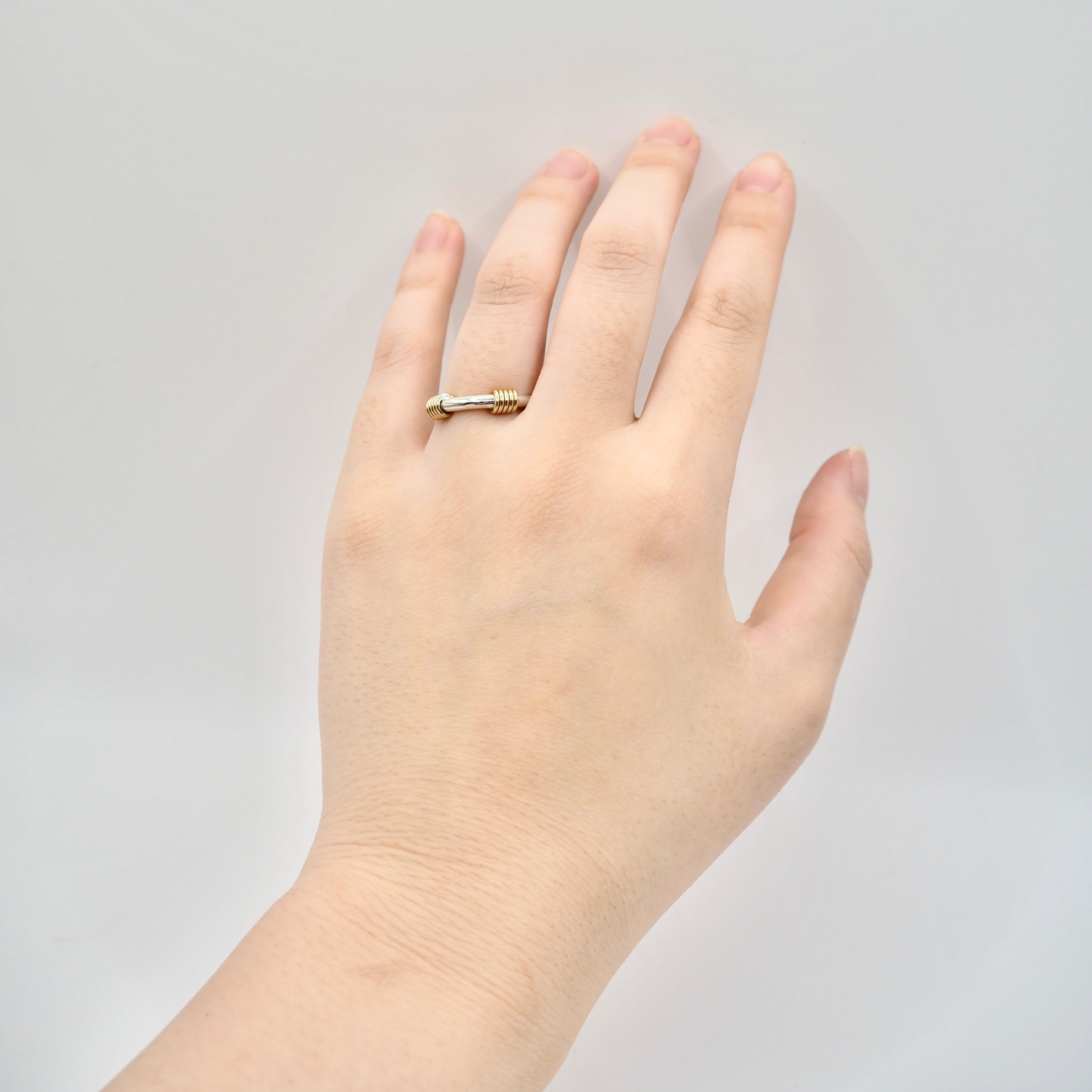 Tiffany&Co. 約9号 コンビバンドウィズ2ワイヤーリング K18 シルバー