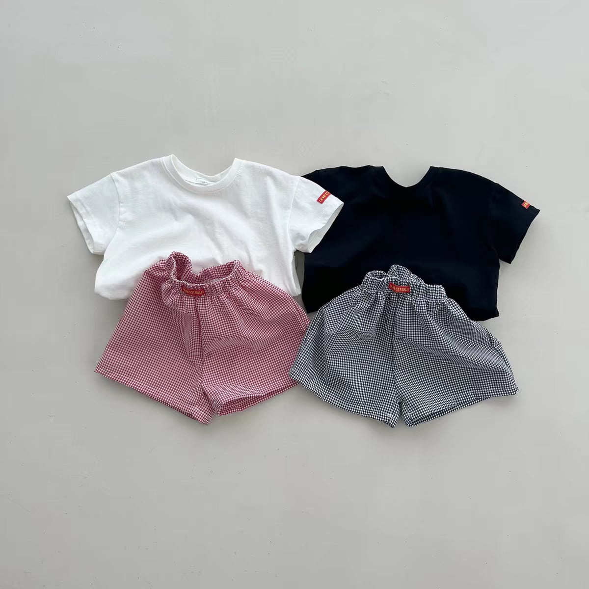 BABY】無地Tシャツ＆チェックパンツセット | Dreambaby