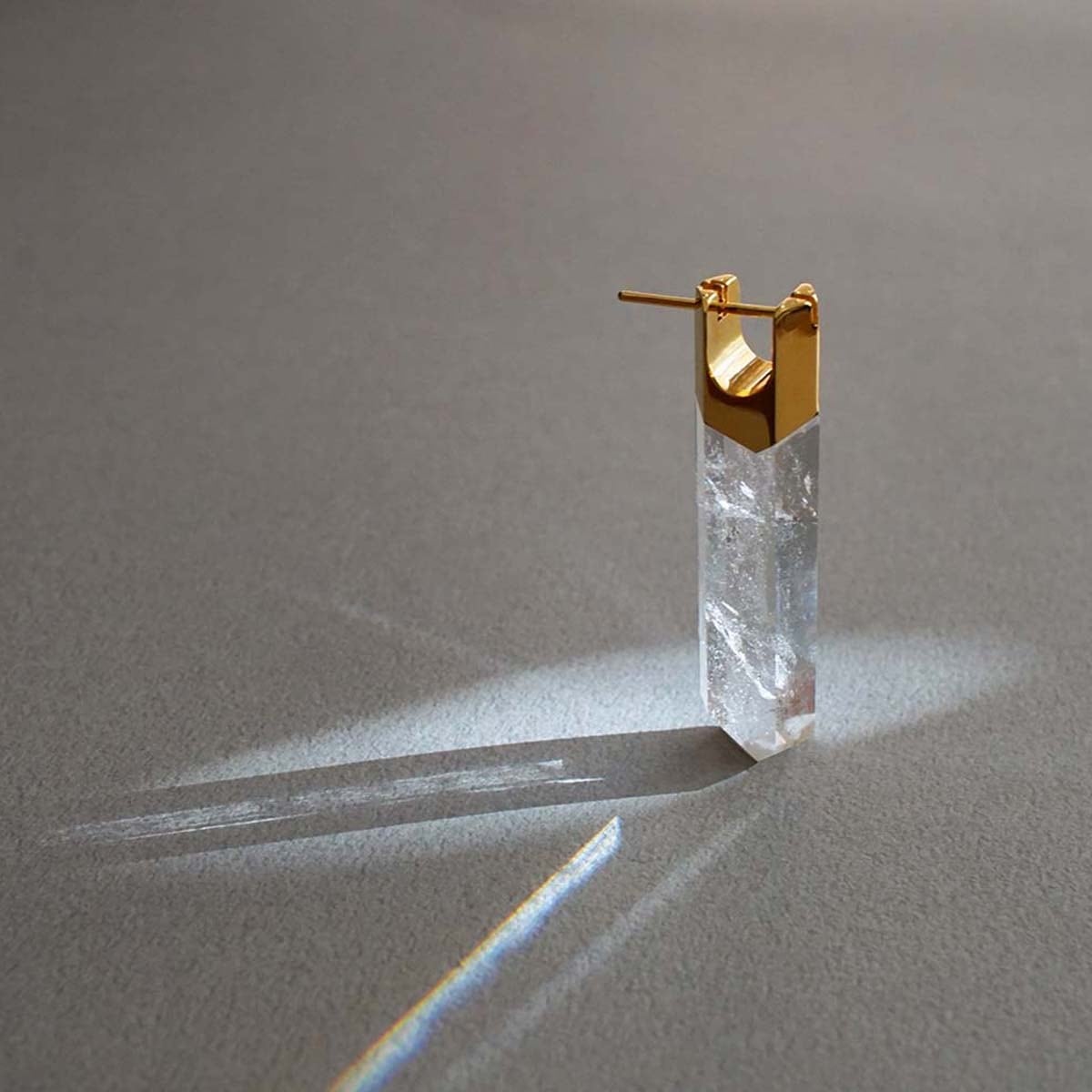 TORCH Pierced Earring / Clear Quartz(CE016-YG/CQ)