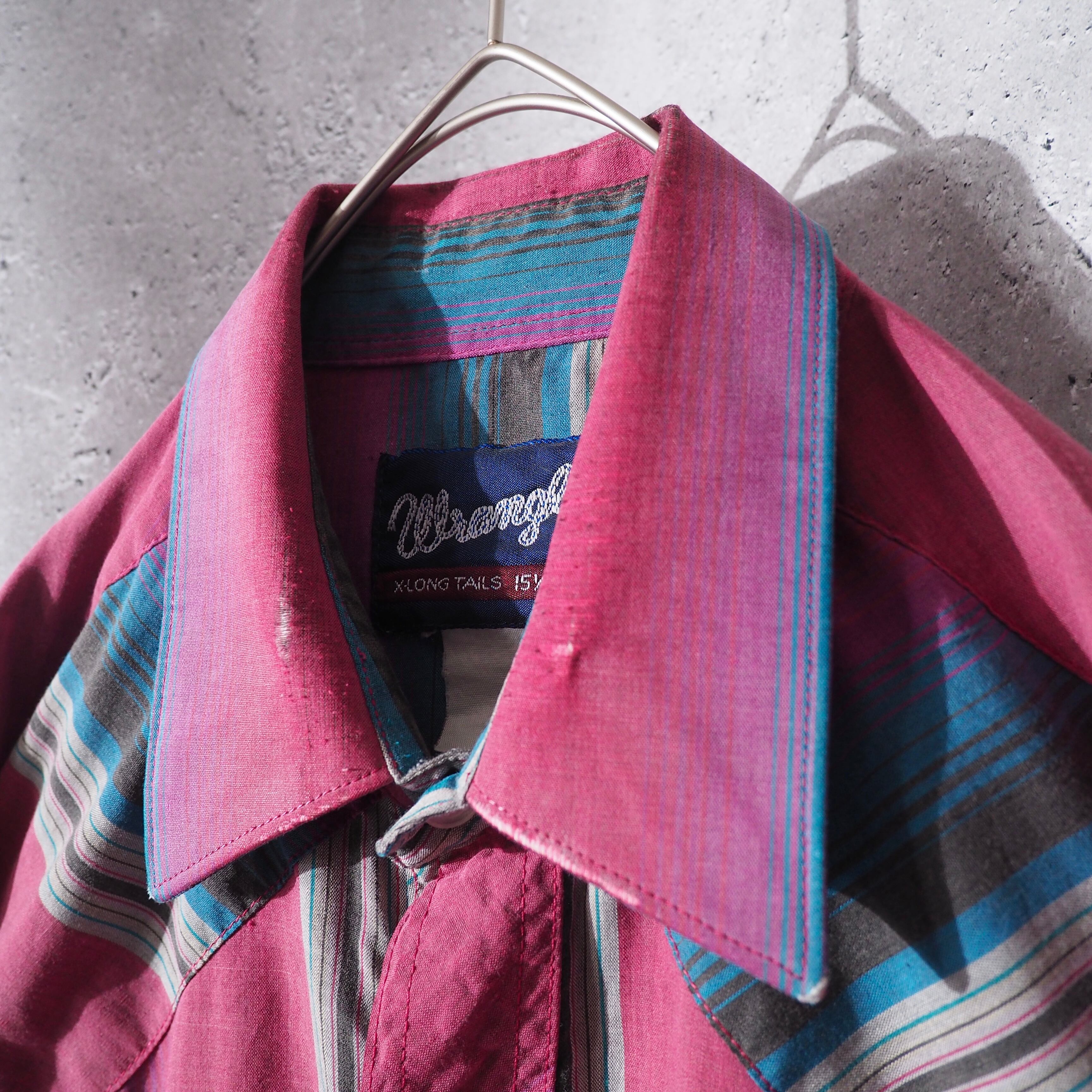 ” Old Wrangler ” Beautiful Bewitching Stripe Pattern Vintage Loose Western Shirt