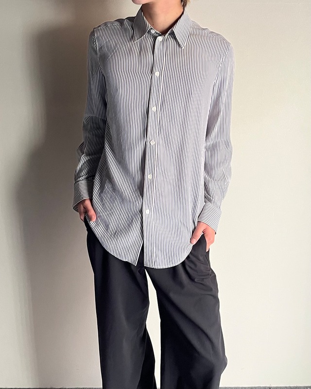 【CELINE】basic stripe compact silk shirt