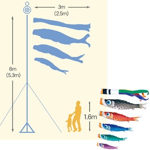 夢はるか庭園スタンドセット　２.５M８点セット（徳永鯉のぼり）