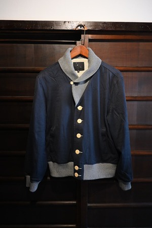 uk brand ymc navy viscose blend shawl collar knit jacket 0495