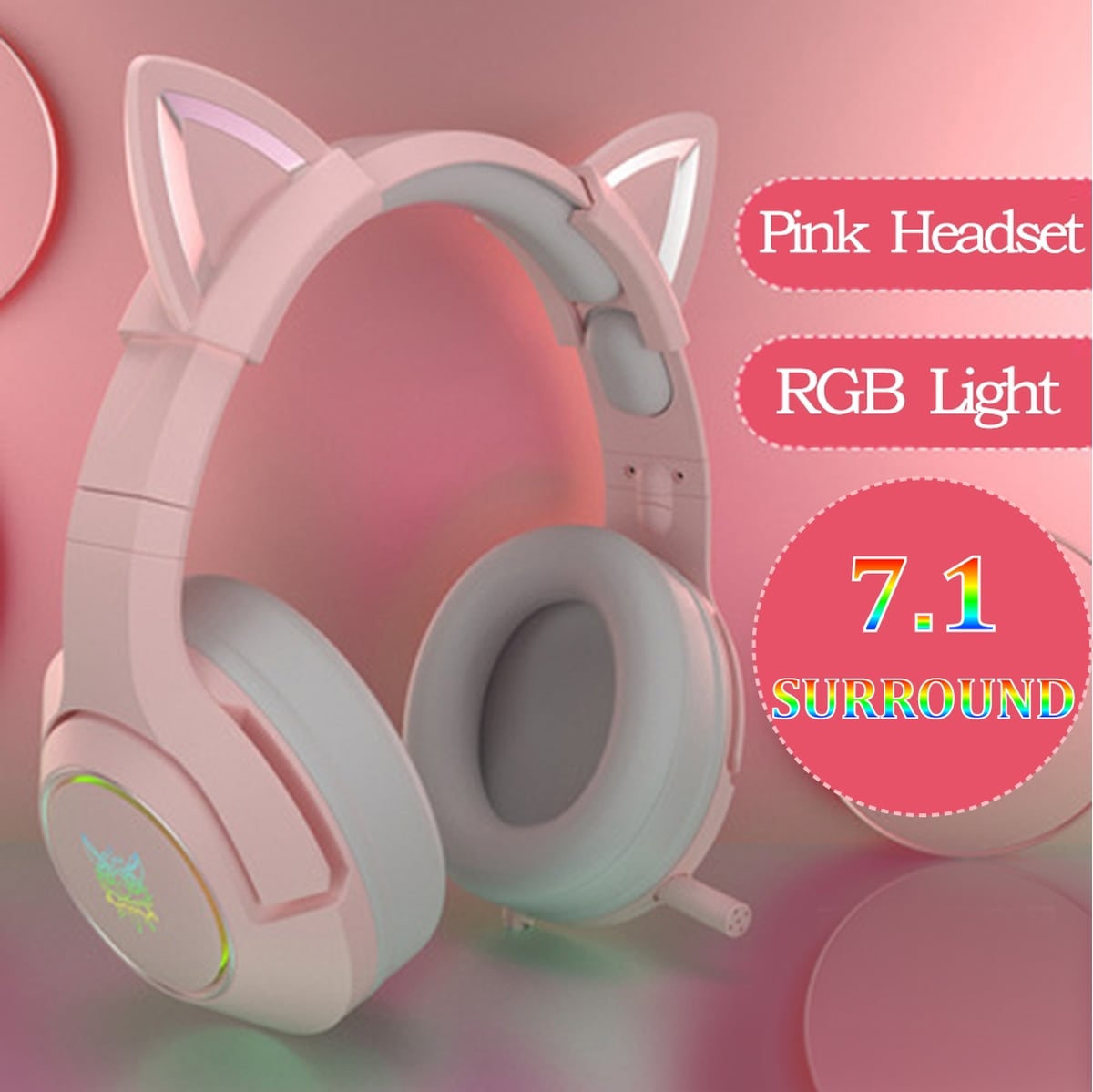 ゲーミングヘッドセット かわいい ネコ耳 Onikuma K9 7.1ch