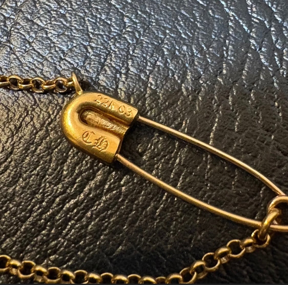 CHROME HEARTS セーフティーピン ロールチェーン ネックレス CHROME HEARTS Safety Pin Pendant Top Roll Chain Necklace Size 16