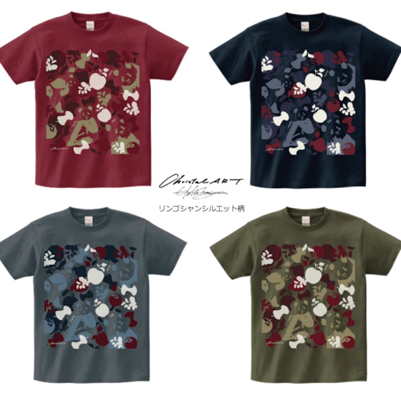 ◆受注生産◆2025AW◆「リンゴシルエットシャン柄」Tシャツ