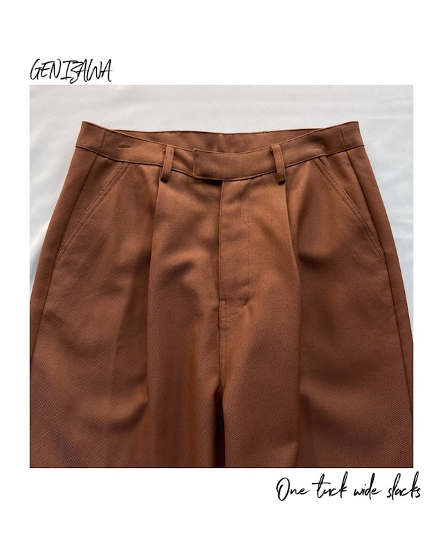 GEN IZAWA / One out-tuck wide slacks "brown"