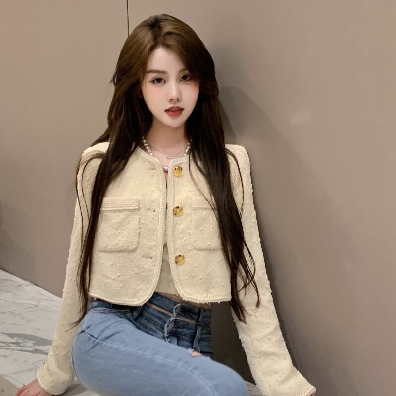 ショートジャケット オータムカーディガンパール 秋物 真珠 ハンチェンe13942184689