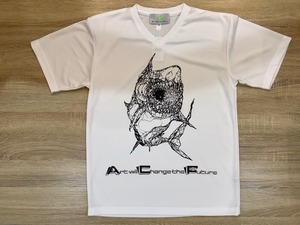 Shark ( サメ )  VネックTシャツ  ホワイト