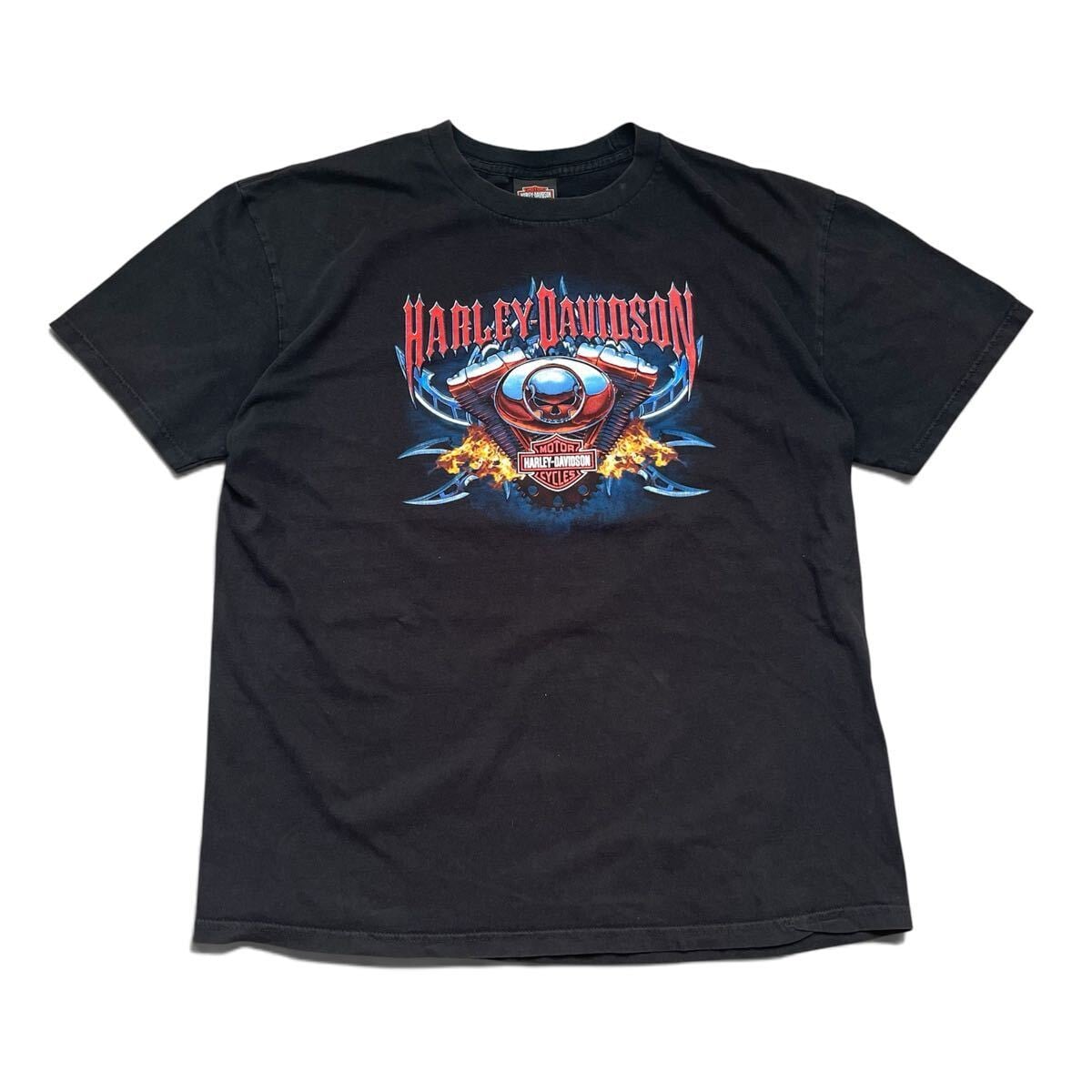00s USA製 Harley-Davidson ロンT 両袖プリント ポケット付き L