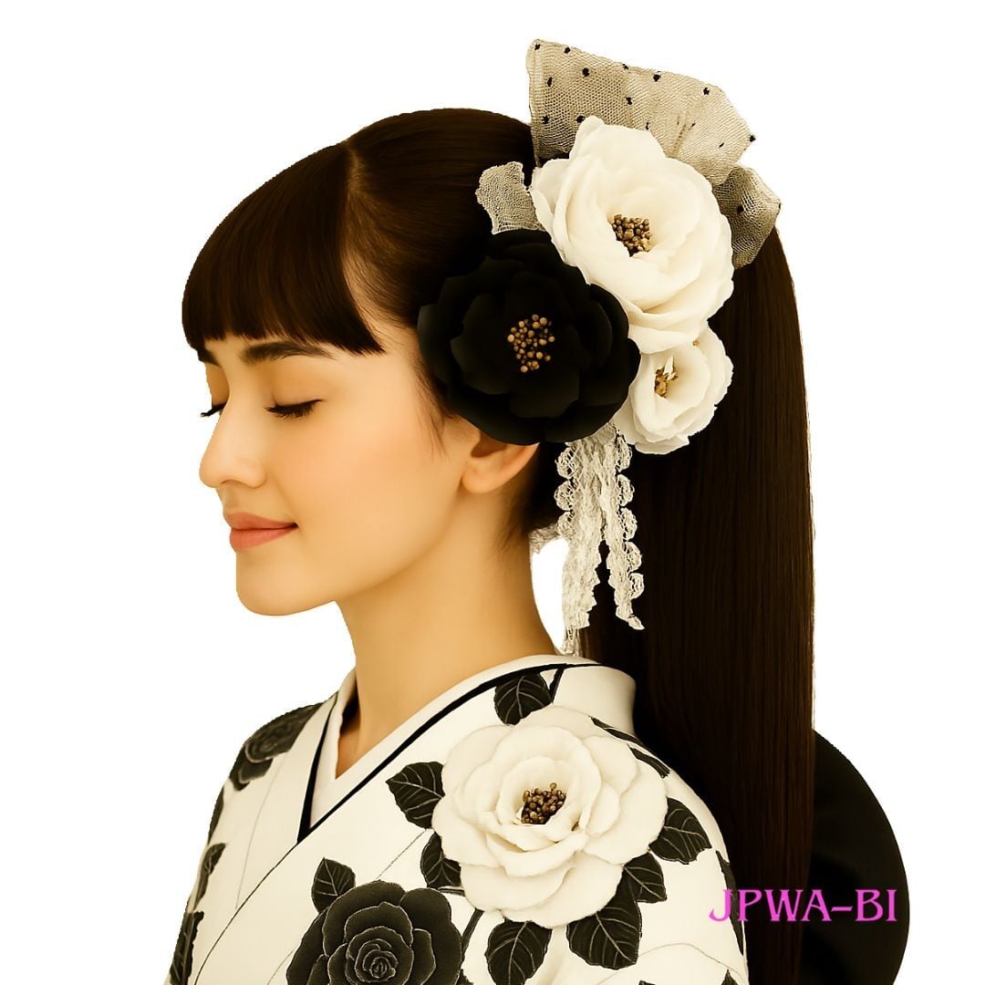 国産髪飾り//クールガーリー系髪飾り/成人式・卒業式袴/色黒髪