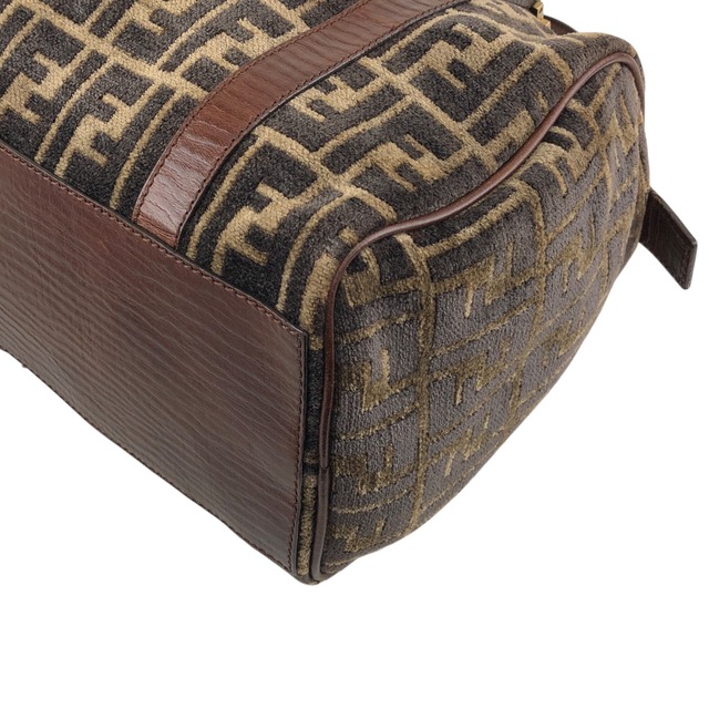 FENDI フェンディ ズッカ ハンドバッグ ブラウン ベロア レザー ミニボストン vintage ヴィンテージ オールド g7vd3e