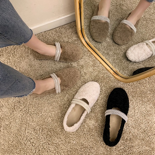 オータムウィンタースタイルベルベットレッドシングル 靴 シューズ 秋物 冬物 部族の婦人靴58858243596