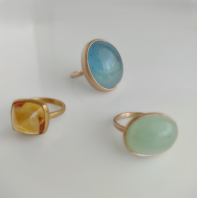 K10セミオーダーリング加工　シュミレーター　カボション・ファセット色石フクリン留め