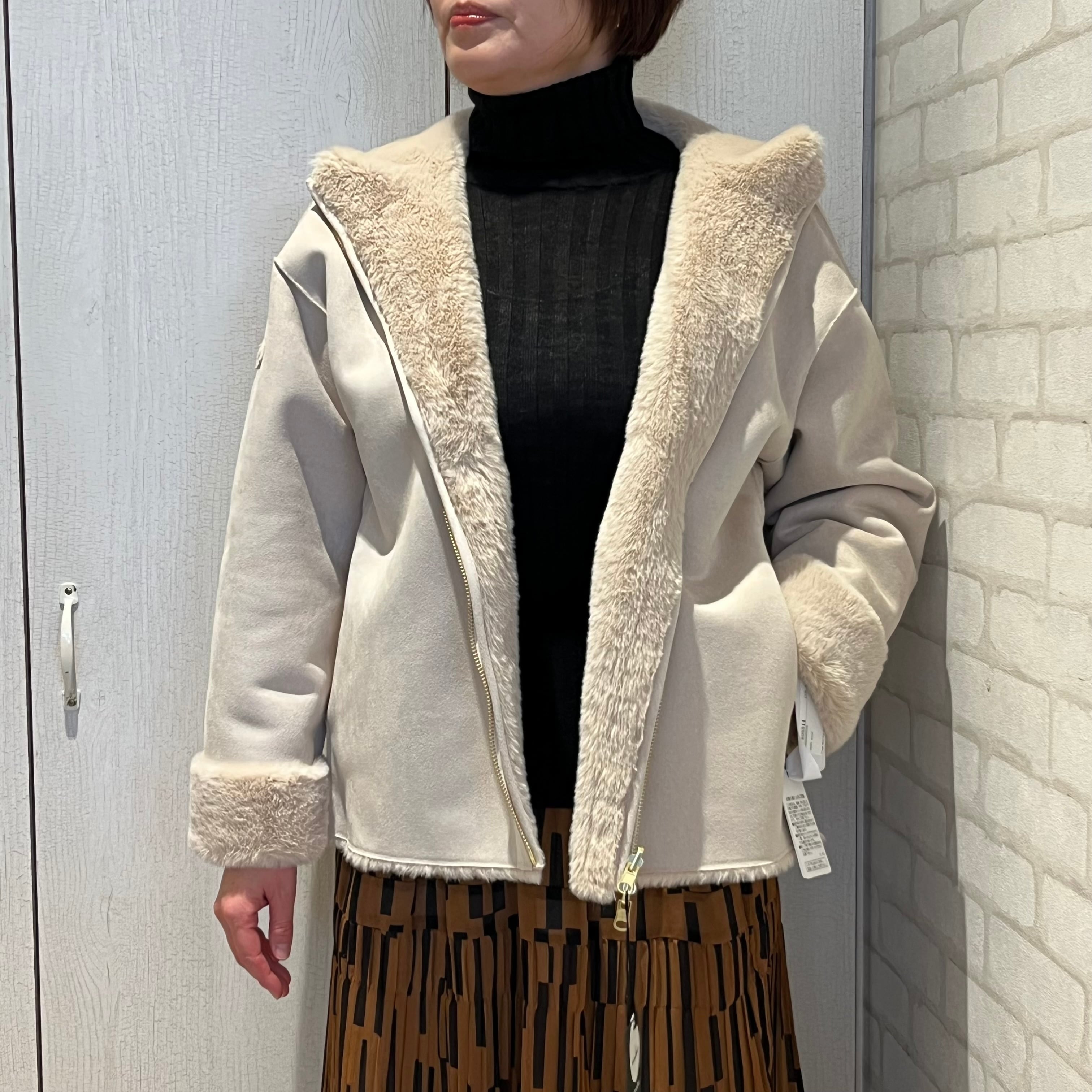 Dignite collier/80243935/リバーシブルフェイクムートンショートコート(ライトベージュ)