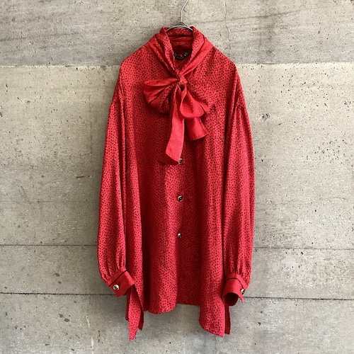 Japan vintage red dot bowtie blouse