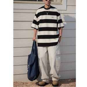 Bold border drop shoulder tee 0878