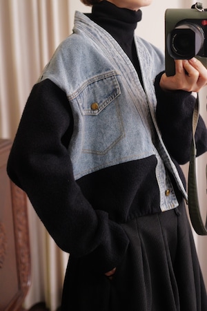 denim combi blouson black