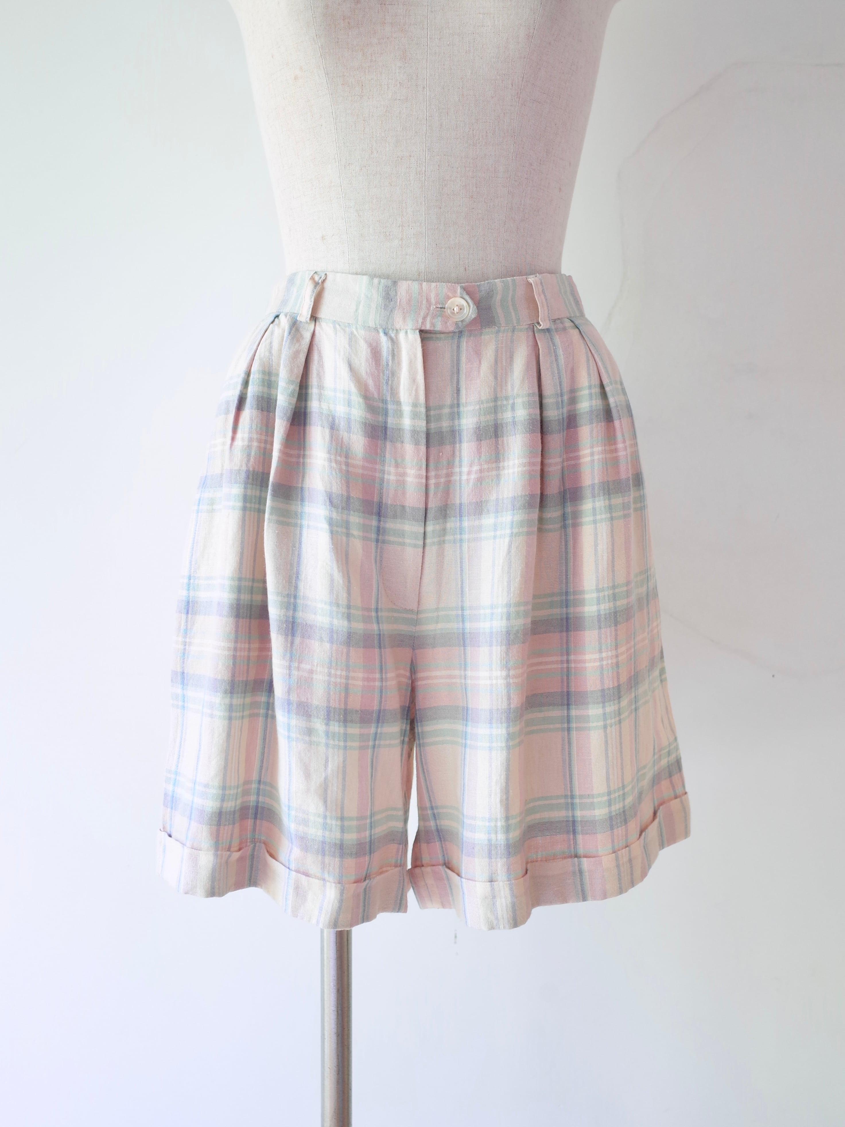Lauren Plaid Linen Shorts
