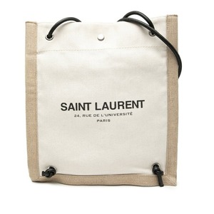 サンローラン ショルダーバッグ ナップサック 710272 ホワイト ベージュ キャンバス レザー レディース SAINT LAURENT 【中古】