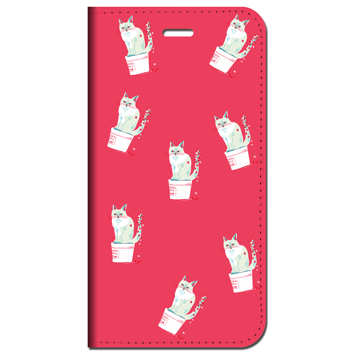 iPhone対応 スマホ 手帳型ケース ネコのリンダドット イラスト 猫 キュート デザイナーズ 動物 【iPhone17 / iPhone16 / iPhone16e / iPhoneSE 他 iPhone各機種対応】 st70