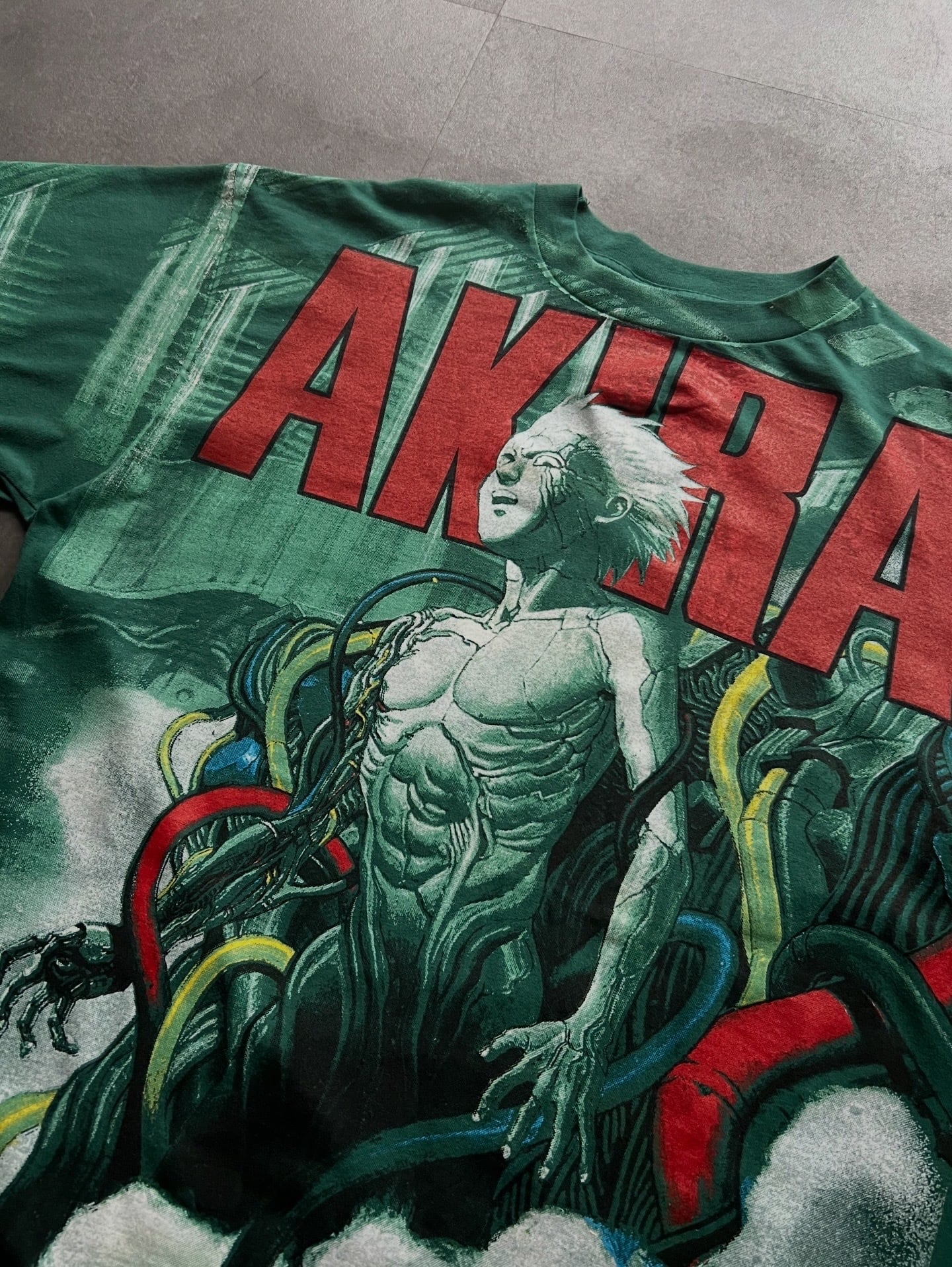 AKIRA アキラ テツオ 全面プリント Tシャツ XL グリーン Screen Stars