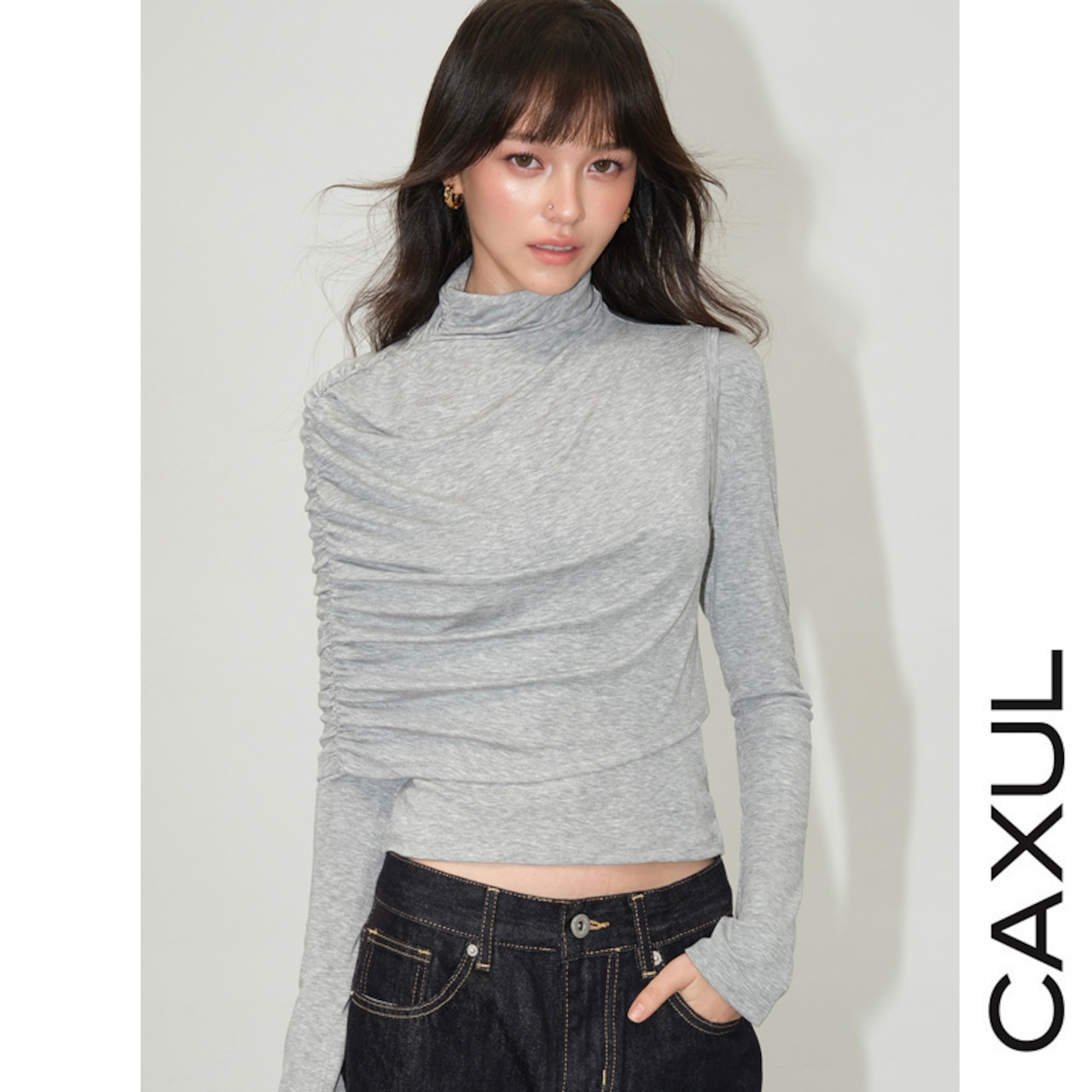 Drape High Neck Layered 2-Piece Top/3color