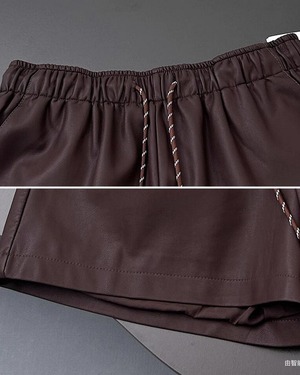 フェイクレザーワイドショートパンツ 3color A0601