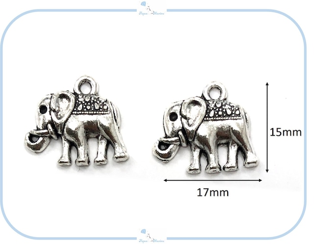 IM139-2 チベット チャーム ゾウ 15mm 2個セット シルバー 象 ぞう ハンドメイド 手芸 材料 アクセサリー パーツ 海外インポート 幸運 幸せ 動物