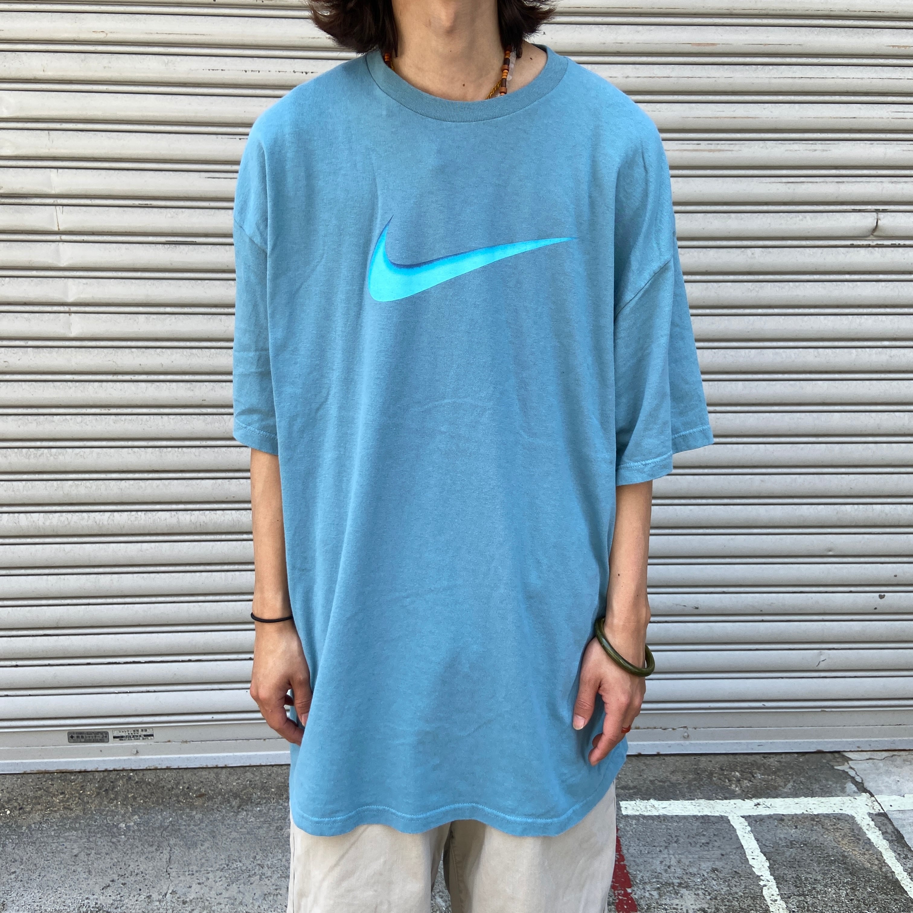 90s NIKE big swoosh logo tee M 白タグ - Tシャツ