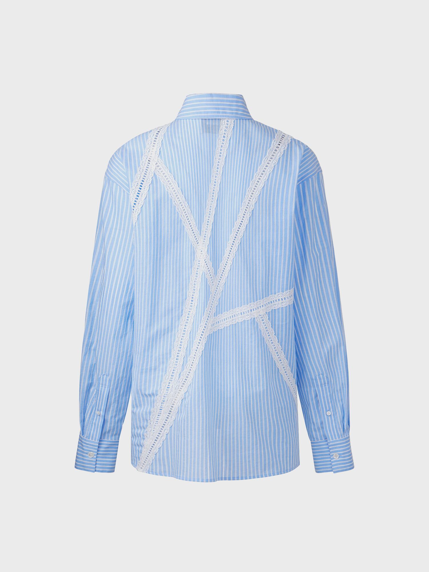 EENK][WOMEN] Lace Detail Panel Shirt (Sky Blue) 正規品 韓国