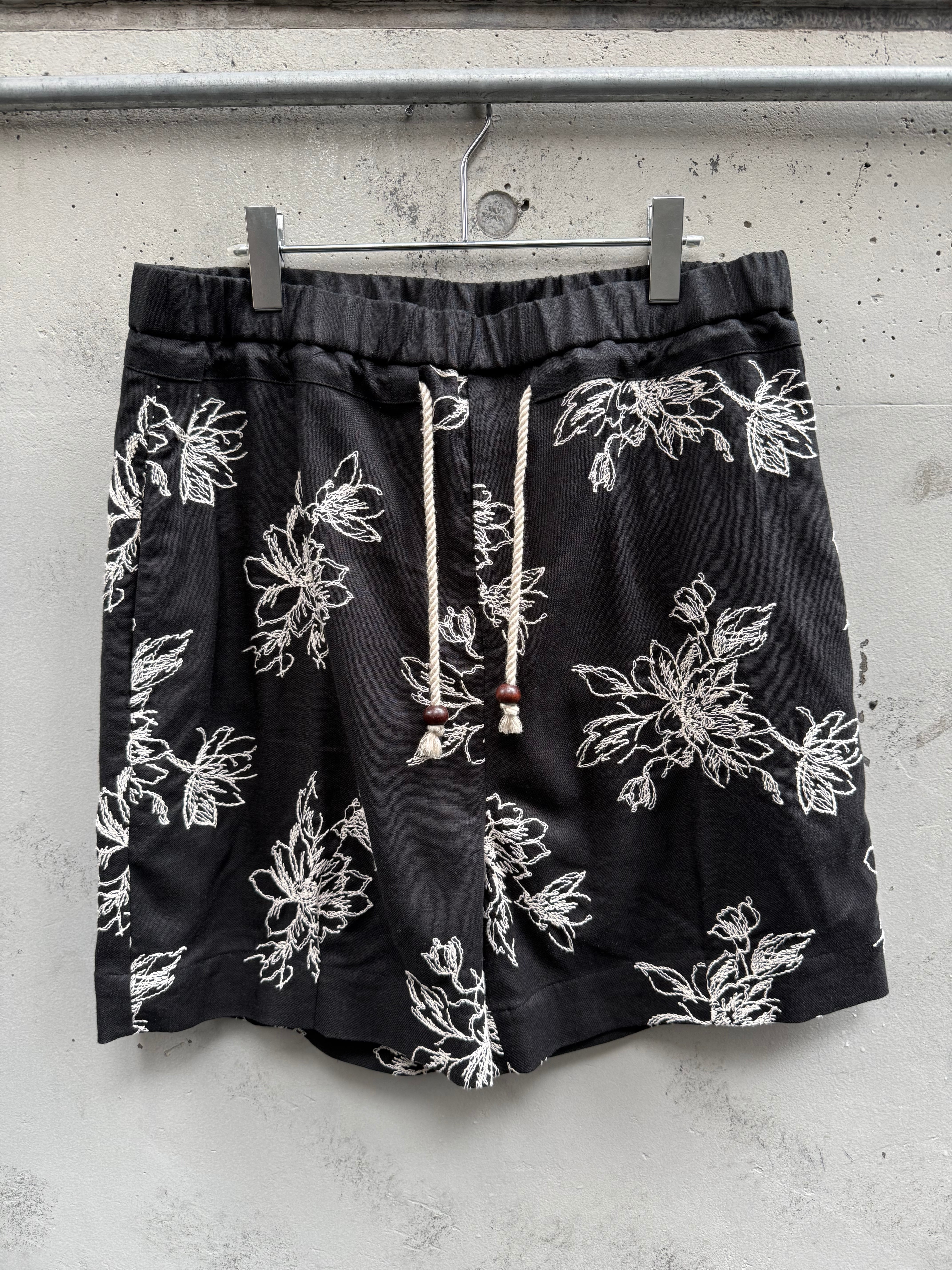 『koyari』Floral patterns shorts / Black
