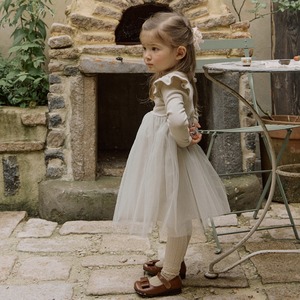 秋フリルガーゼ切り替えワンピース