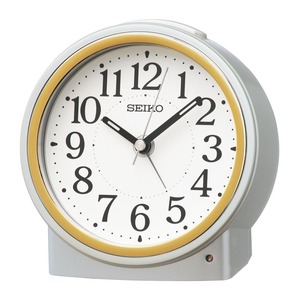 【在庫処分】セイコークロック(Seiko Clock) 目覚まし時計 置き時計 自動点灯 アナログ 夜でも見える 銀色メタリック 116×115×81mm KR518S