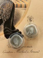 Japanese Vintage ボタン 22mm クリア×グレー×シルバー プラスチックボタン 昭和レトロ アクセサリーパーツ 装飾材 カルトナージュ