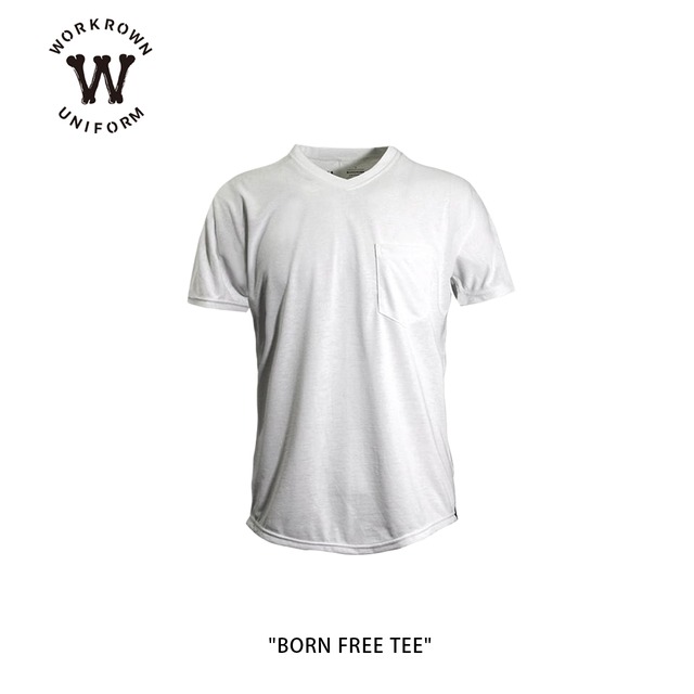 ACTIVE LIFE UNIFORM『ALU 』"BORN FREE TEE"  WHITE POKET TEE