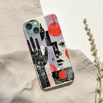 受注生産 iPhoneケース 赤丸と紫のグランジ紙片コラージュ｜ZINEコラージュ ZINE022C