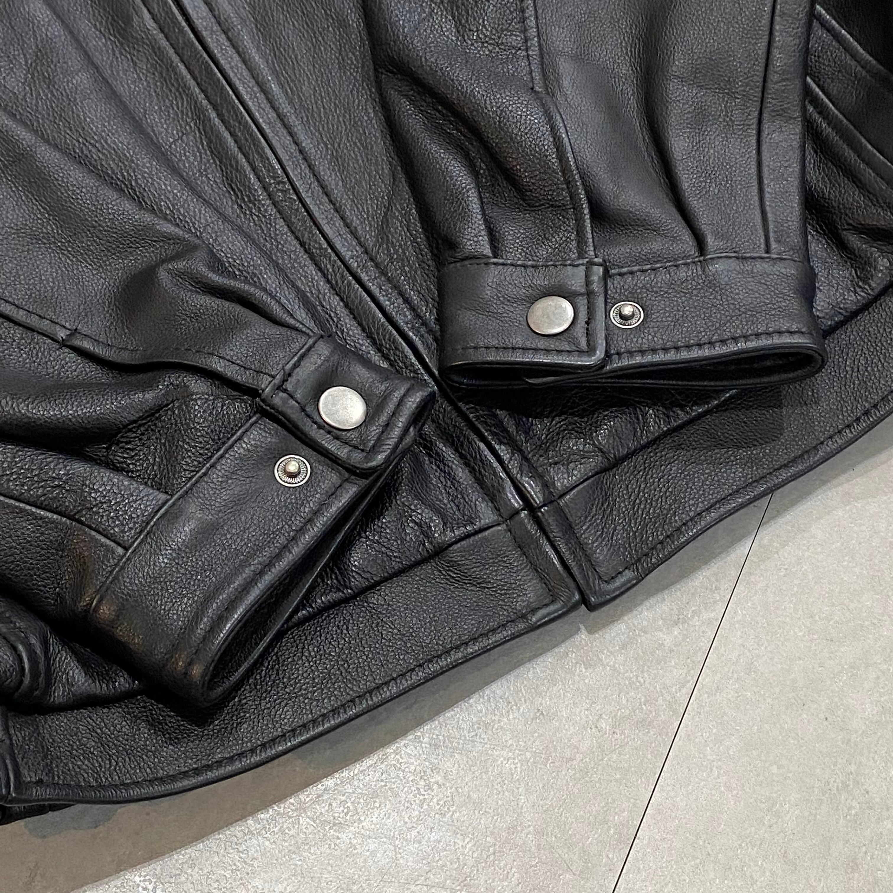 size : L【 croft&barrow 】レザージャケット フルジップ 黒 古着 古着